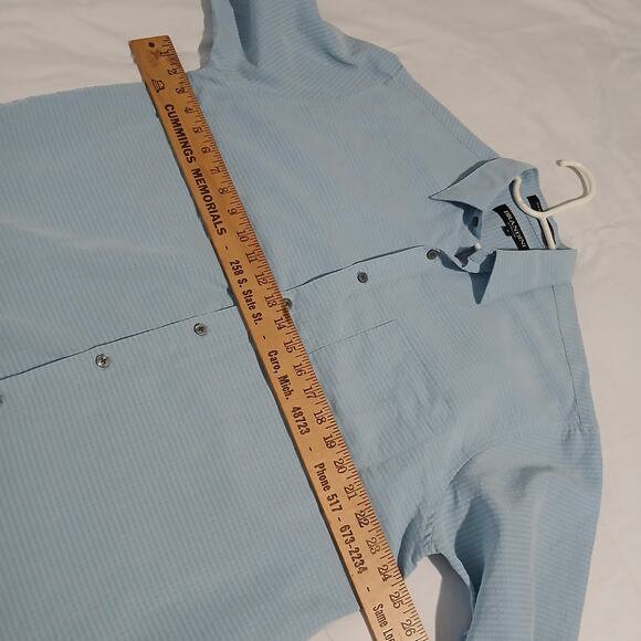 Brandini Men's Medium Powder Blue HSort-Sleeved Button-Up Shirt Seersucker - Picture 5 of 14